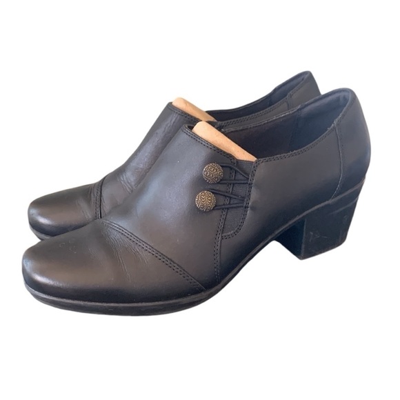 Clarks Emslie Warren Black Booties Side Zip Size 10 - Picture 1 of 11